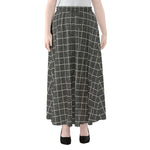 Noisy Windowpane Pattern Print Chiffon Maxi Skirt
