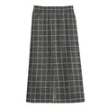 Noisy Windowpane Pattern Print Cotton Front Slit Maxi Skirt