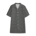 Noisy Windowpane Pattern Print Cotton Hawaiian Shirt