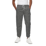Noisy Windowpane Pattern Print Cotton Pants