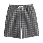 Noisy Windowpane Pattern Print Cotton Shorts
