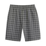 Noisy Windowpane Pattern Print Cotton Shorts