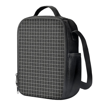 Noisy Windowpane Pattern Print Crossbody Lunch Bag