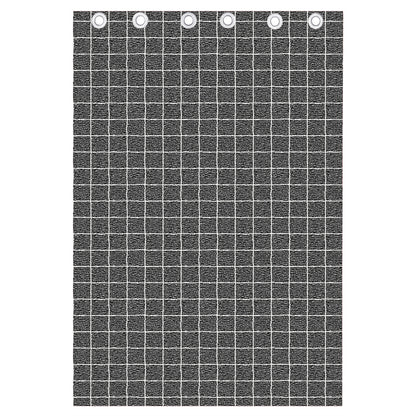 Noisy Windowpane Pattern Print Curtain
