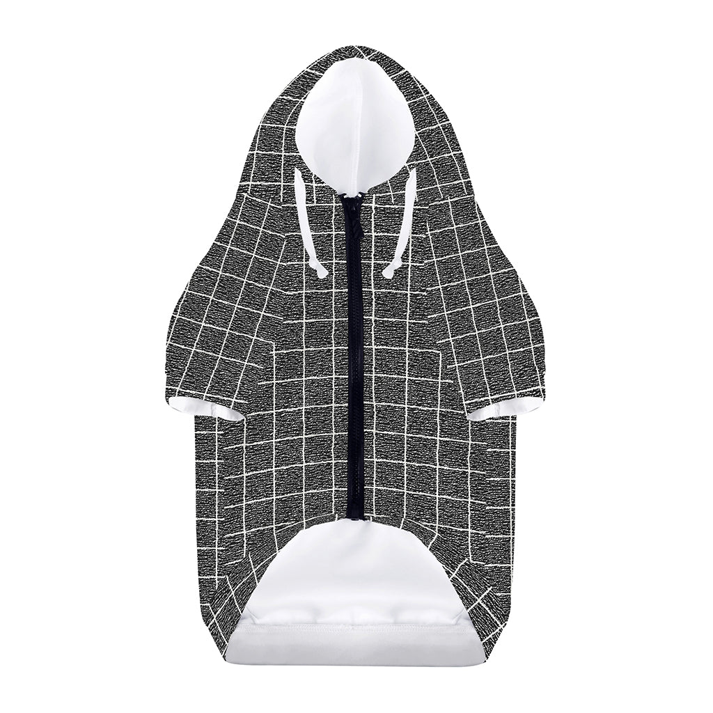 Noisy Windowpane Pattern Print Dog Zip Up Hoodie