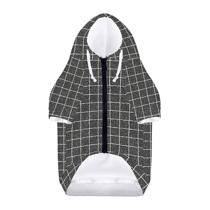 Noisy Windowpane Pattern Print Dog Zip Up Hoodie