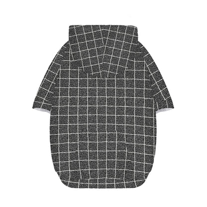 Noisy Windowpane Pattern Print Dog Zip Up Hoodie