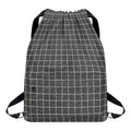 Noisy Windowpane Pattern Print Drawstring Backpack