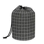 Noisy Windowpane Pattern Print Drawstring Makeup Bag