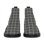 Noisy Windowpane Pattern Print Flat Ankle Boots