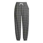 Noisy Windowpane Pattern Print Fleece Lined Knit Pants