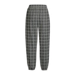 Noisy Windowpane Pattern Print Fleece Lined Knit Pants