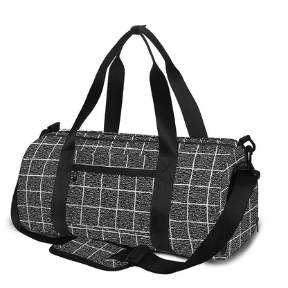 Noisy Windowpane Pattern Print Gym Bag
