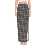 Noisy Windowpane Pattern Print High Slit Maxi Skirt
