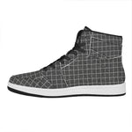 Noisy Windowpane Pattern Print High Top Leather Sneakers
