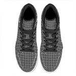 Noisy Windowpane Pattern Print High Top Leather Sneakers
