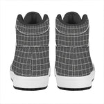 Noisy Windowpane Pattern Print High Top Leather Sneakers