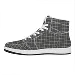 Noisy Windowpane Pattern Print High Top Leather Sneakers