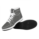 Noisy Windowpane Pattern Print High Top Leather Sneakers