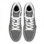 Noisy Windowpane Pattern Print High Top Leather Sneakers