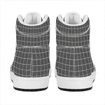 Noisy Windowpane Pattern Print High Top Leather Sneakers
