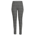 Noisy Windowpane Pattern Print High-Waisted Pocket Leggings
