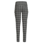 Noisy Windowpane Pattern Print High-Waisted Pocket Leggings