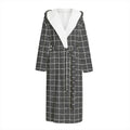 Noisy Windowpane Pattern Print Hooded Bathrobe