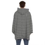 Noisy Windowpane Pattern Print Hoodie Blanket