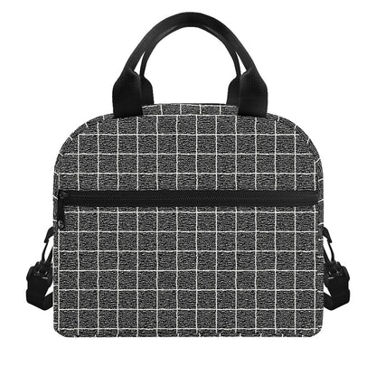 Noisy Windowpane Pattern Print Insulated Lunch Bag
