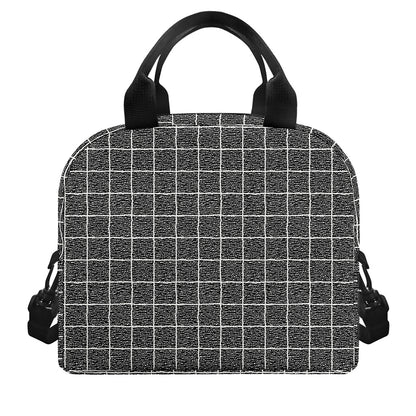 Noisy Windowpane Pattern Print Insulated Lunch Bag
