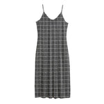 Noisy Windowpane Pattern Print Jersey Midi Cami Dress
