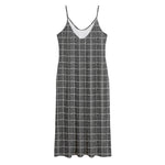 Noisy Windowpane Pattern Print Jersey Midi Cami Dress