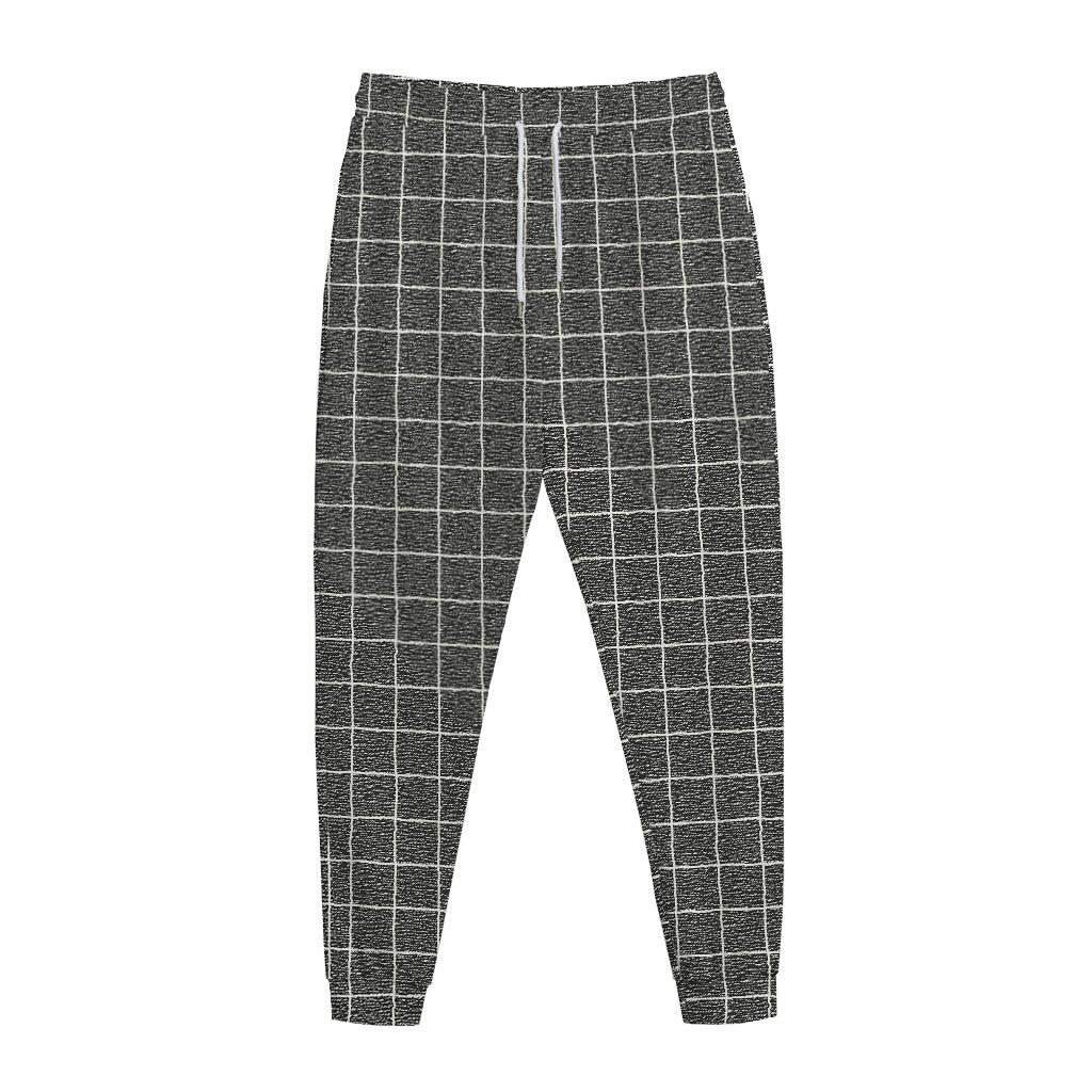 Noisy Windowpane Pattern Print Jogger Pants