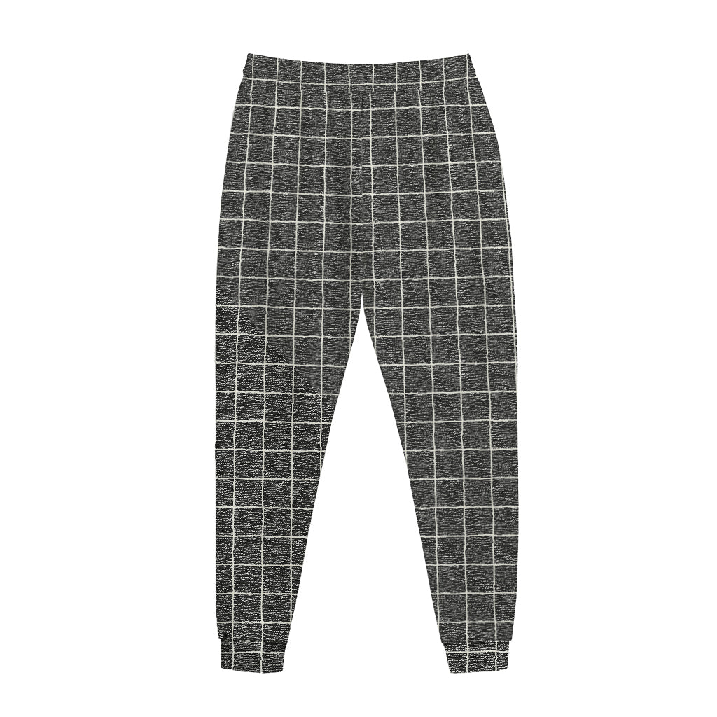 Noisy Windowpane Pattern Print Jogger Pants