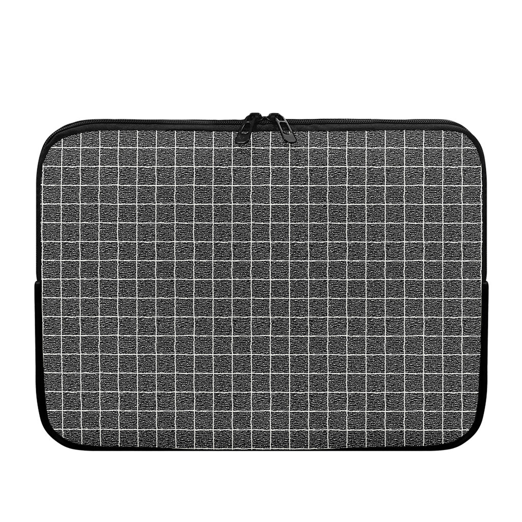 Noisy Windowpane Pattern Print Laptop Sleeve