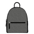 Noisy Windowpane Pattern Print Leather Backpack