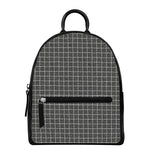 Noisy Windowpane Pattern Print Leather Backpack