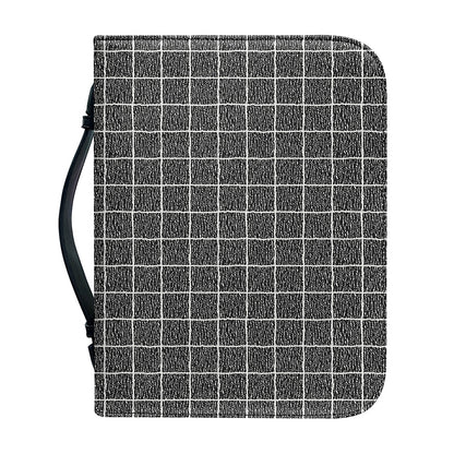 Noisy Windowpane Pattern Print Leather Bible Cover