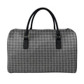 Noisy Windowpane Pattern Print Leather Duffel Bag