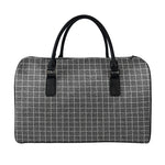 Noisy Windowpane Pattern Print Leather Duffle Bag
