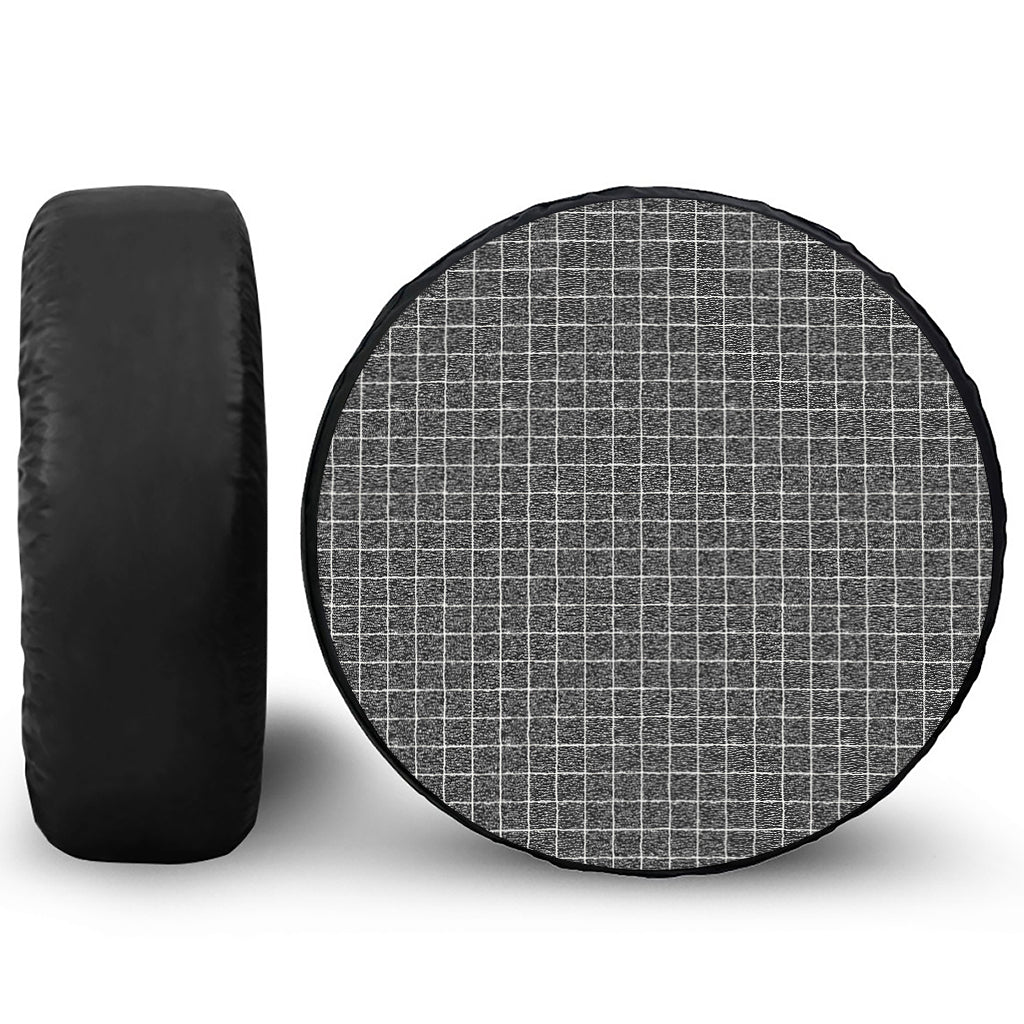 Noisy Windowpane Pattern Print Leather Spare Tire Cover