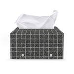 Noisy Windowpane Pattern Print Leather Tissue Box Cover