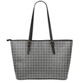 Noisy Windowpane Pattern Print Leather Tote Bag With Zipper