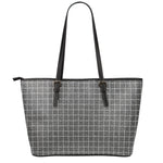 Noisy Windowpane Pattern Print Leather Tote Bag