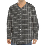 Noisy Windowpane Pattern Print Long Sleeve Baseball Jersey