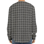 Noisy Windowpane Pattern Print Long Sleeve Baseball Jersey