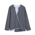 Noisy Windowpane Pattern Print Long Sleeve Short Coat