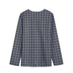 Noisy Windowpane Pattern Print Long Sleeve Short Coat
