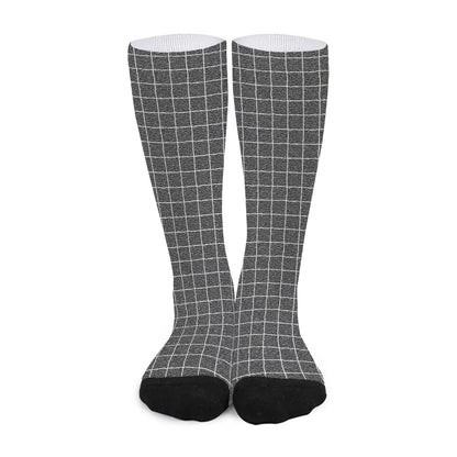 Noisy Windowpane Pattern Print Long Socks